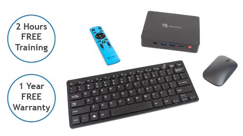 GuideConnect TV box, Dolphin remote, wireless keyboard & mouse.